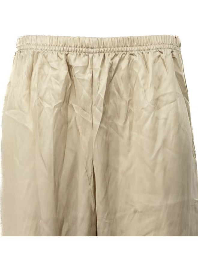 Men's Satin Fabric Pajama Pants Solid Color Elastic Waist No Pocket Wide Leg Relaxed Cut - Image 2